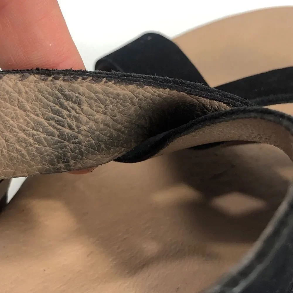 Bettye Muller Black Leather Banyan Strappy Sandal Zipper Back - Picture 11 of 14